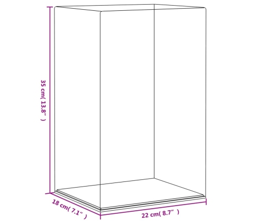 vidaXL vitrīnas kaste, caurspīdīga, 22x18x35 cm, akrils