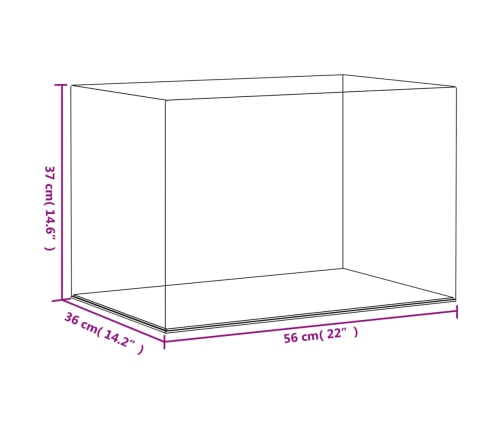 vidaXL vitrīnas kaste, caurspīdīga, 56x36x37 cm, akrils