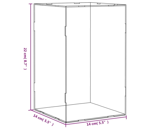 vidaXL vitrīnas kaste, caurspīdīga, 14x14x22 cm, akrils