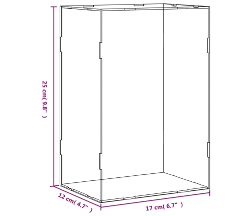 vidaXL vitrīnas kaste, caurspīdīga, 17x12x25 cm, akrils