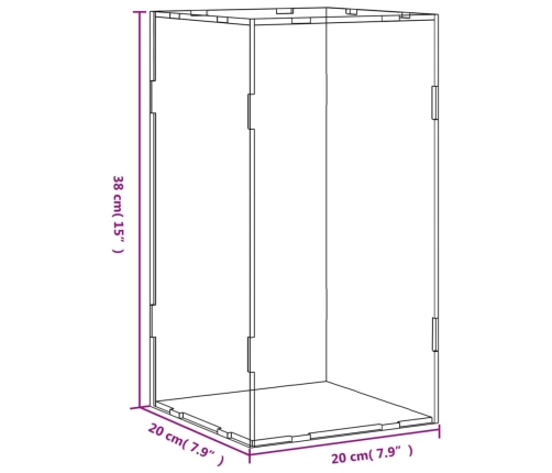 vidaXL vitrīnas kaste, caurspīdīga, 20x20x38 cm, akrils