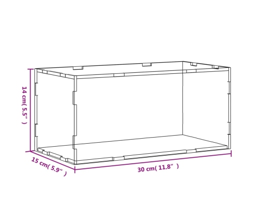 vidaXL vitrīnas kaste, caurspīdīga, 30x15x14 cm, akrils