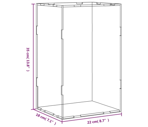 vidaXL vitrīnas kaste, caurspīdīga, 22x18x35 cm, akrils