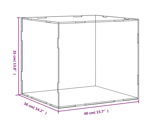 vidaXL vitrīnas kaste, caurspīdīga, 40x36x35 cm, akrils