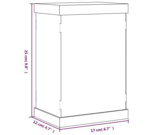vidaXL vitrīnas kaste, caurspīdīga, 17x12x25 cm, akrils