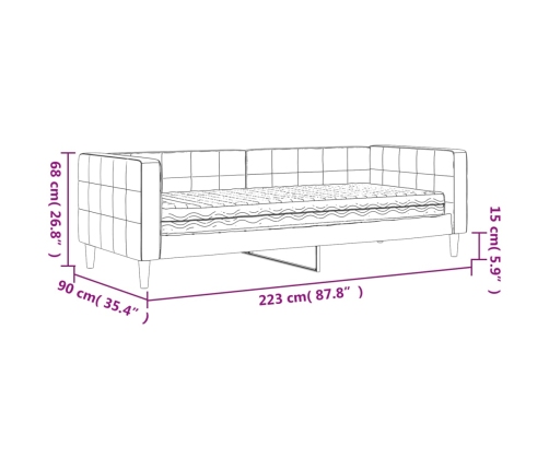 vidaXL izvelkams dīvāns ar matraci, melns, 80x200 cm, samts