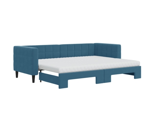 vidaXL izvelkams dīvāns ar matraci, zils, 80x200 cm, samts