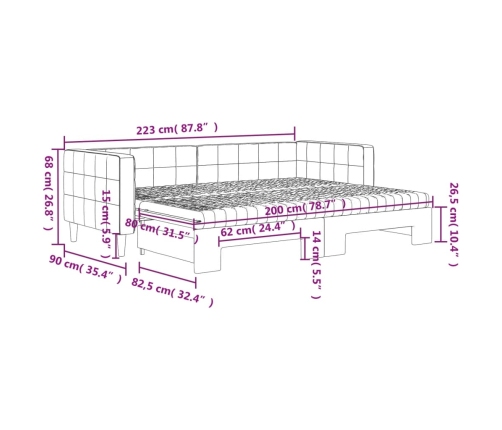 vidaXL izvelkams dīvāns ar matraci, zils, 80x200 cm, samts