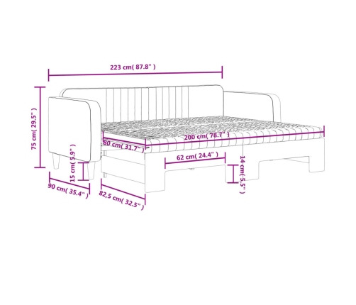 vidaXL izvelkams dīvāns ar matraci, zils, 80x200 cm, samts