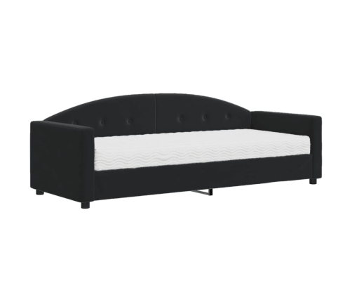 vidaXL izvelkams dīvāns ar matraci, melns, 80x200 cm, samts