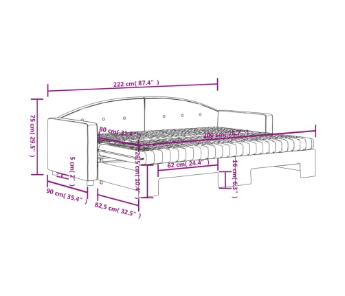 vidaXL izvelkams dīvāns ar matraci, zils, 80x200 cm, samts