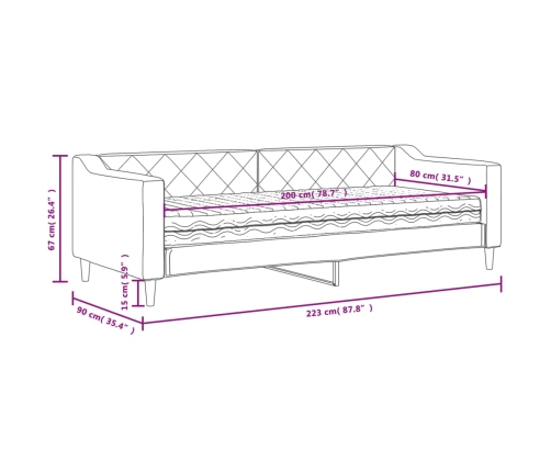 vidaXL dīvāngulta ar matraci, melns audums, 80x200 cm