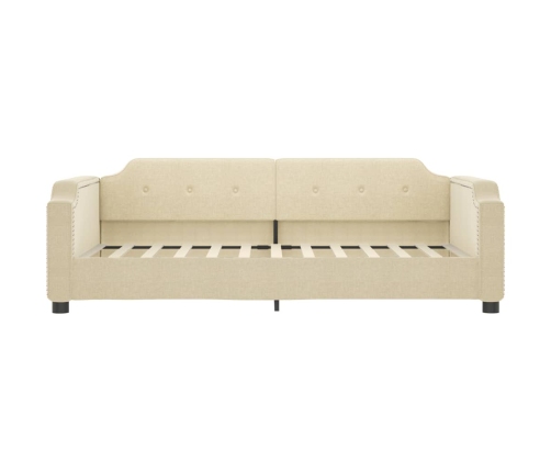 vidaXL dīvāngulta ar matraci, krēmkrāsas audums, 80x200 cm