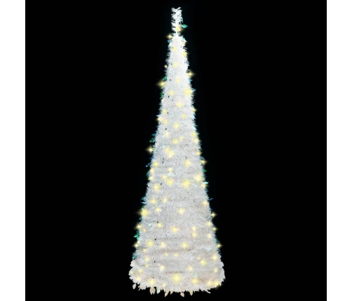 vidaXL mākslīgā Ziemassvētku eglīte, 100 LED, balta, 150 cm