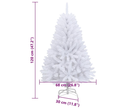 vidaXL mākslīgā Ziemassvētku egle ar statīvu, balta, 120 cm