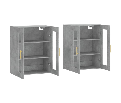 vidaXL sienas skapīši, 2 gab., betona pelēki, inženierijas koks