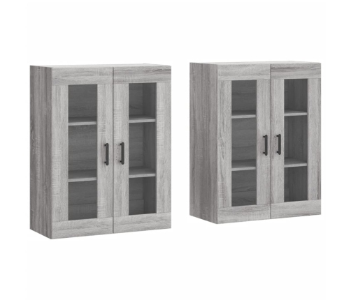 vidaXL sienas skapīši 2 gab., pelēka ozolkoka krāsa, inženierijas koks