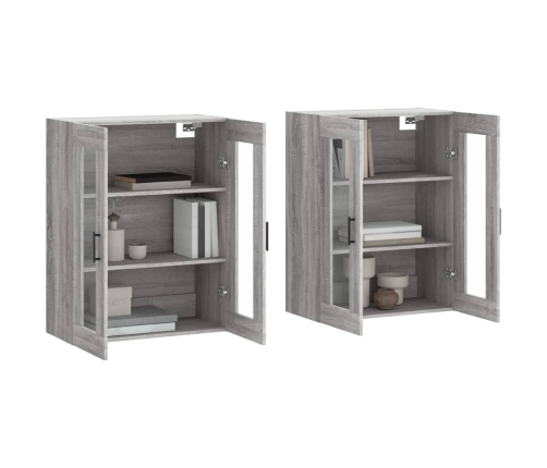 vidaXL sienas skapīši 2 gab., pelēka ozolkoka krāsa, inženierijas koks