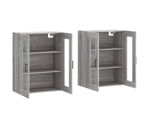 vidaXL sienas skapīši 2 gab., pelēka ozolkoka krāsa, inženierijas koks
