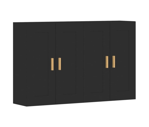 vidaXL sienas skapīši, 2 gab., melni, inženierijas koks