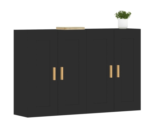 vidaXL sienas skapīši, 2 gab., melni, inženierijas koks