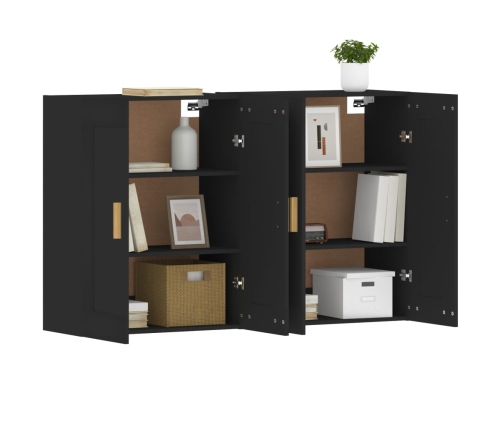 vidaXL sienas skapīši, 2 gab., melni, inženierijas koks