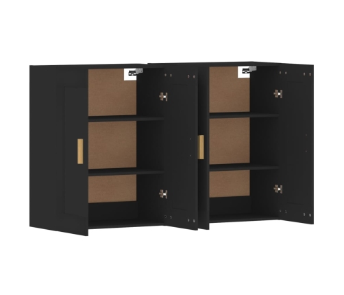 vidaXL sienas skapīši, 2 gab., melni, inženierijas koks