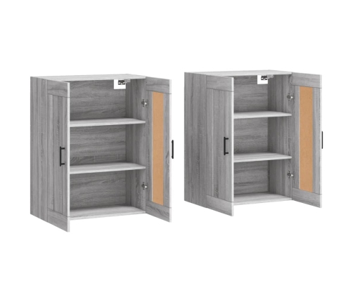 vidaXL sienas skapīši 2 gab., pelēka ozolkoka krāsa, inženierijas koks