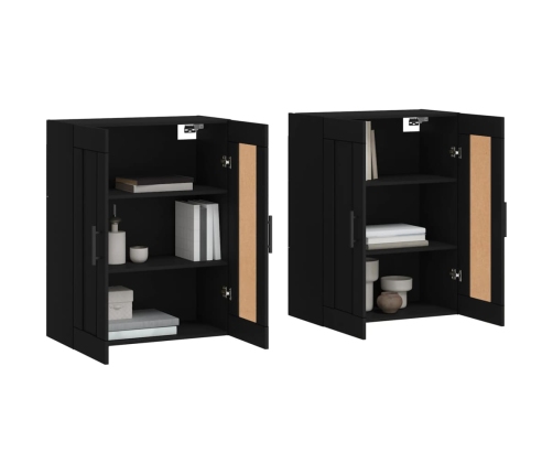 vidaXL sienas skapīši, 2 gab., melni, inženierijas koks