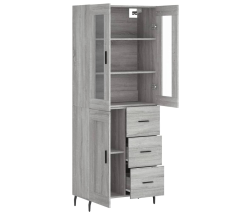 vidaXL augstais skapis, pelēks, 69,5x34x180 cm, inženierijas koks