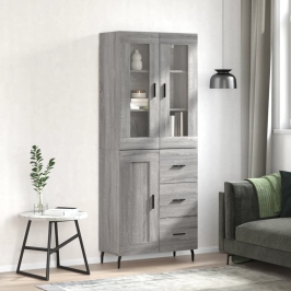 vidaXL augstais skapis, pelēks, 69,5x34x180 cm, inženierijas koks