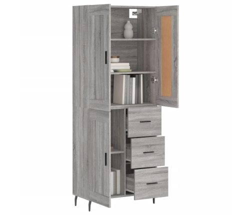 vidaXL augstais skapis, pelēks, 69,5x34x180 cm, inženierijas koks
