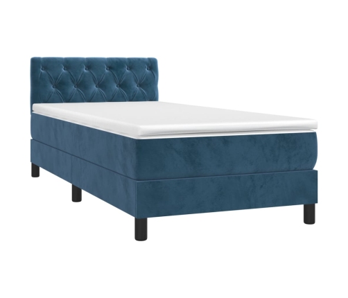 vidaXL atsperu gulta ar matraci, tumši zils samts, 80x200 cm