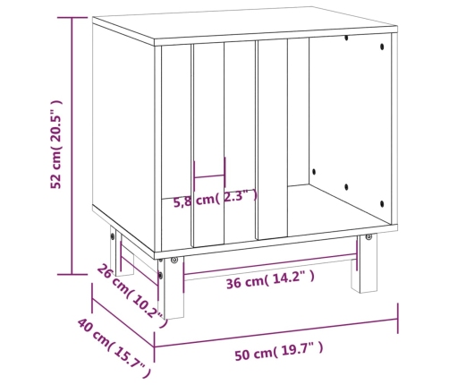 vidaXL suņu mājiņa, balta, 50x40x52 cm, priedes masīvkoks