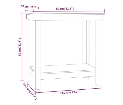 vidaXL darbagalds, pelēks, 80x50x80 cm, priedes masīvkoks