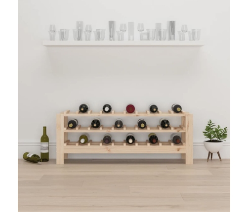 vidaXL vīna pudeļu plaukts, 109,5x30x42 cm, priedes masīvkoks