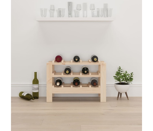 vidaXL vīna pudeļu plaukts, 61,5x30x42 cm, priedes masīvkoks