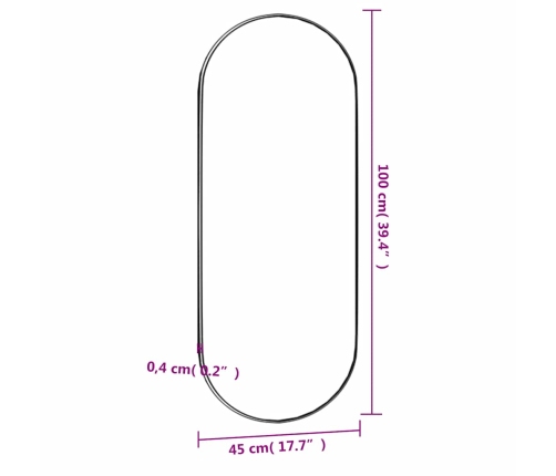 vidaXL sienas spogulis, 45x100 cm, stikls, ovāls