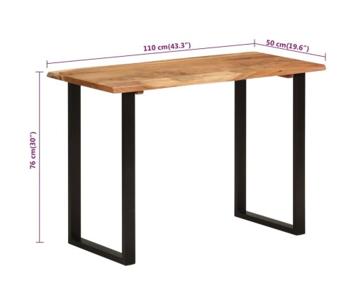 vidaXL virtuves galds, 110x50x76 cm, akācijas masīvkoks