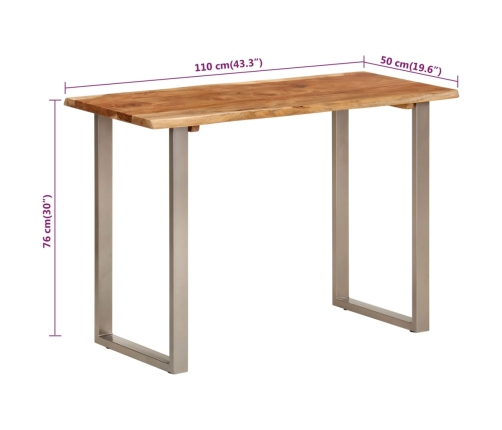 vidaXL virtuves galds, 110x50x76 cm, akācijas masīvkoks