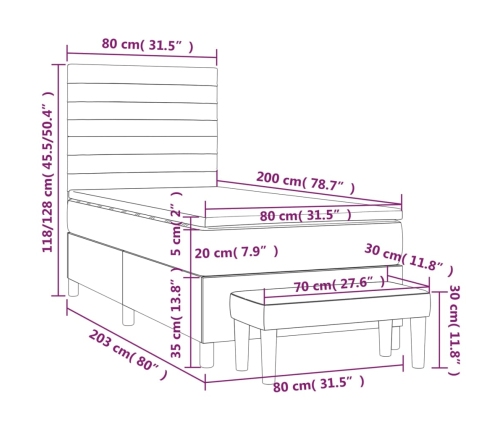 vidaXL atsperu gultas rāmis ar matraci, zils, 80x200 cm, audums