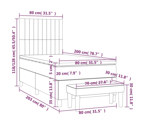 vidaXL atsperu gultas rāmis ar matraci, melna, 80x200 cm, audums