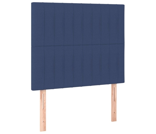 vidaXL atsperu gultas rāmis ar matraci, zils, 80x200 cm, audums