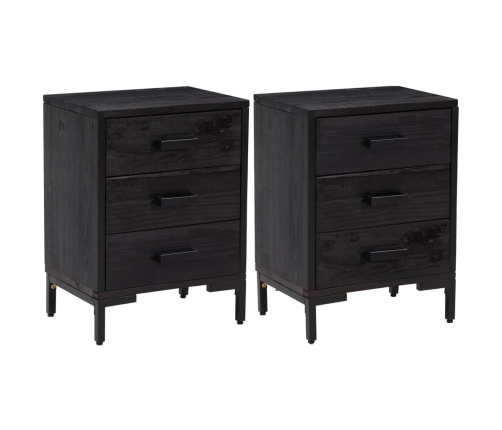 vidaXL naktsgaldiņi, 2 gab., melni, 40x30x55 cm, priedes masīvkoks