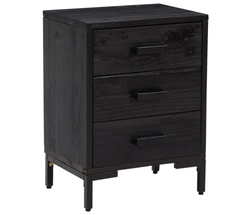 vidaXL naktsgaldiņi, 2 gab., melni, 40x30x55 cm, priedes masīvkoks