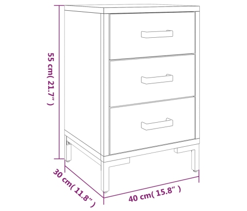 vidaXL naktsgaldiņi, 2 gab., melni, 40x30x55 cm, priedes masīvkoks