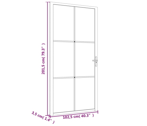 vidaXL iekšdurvis, 102,5x201,5 cm, baltas, ESG stikls un alumīnijs