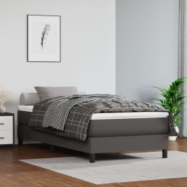 Atsperu Gulta Ar Matraci, Pelēka, 100X200 Cm, Mākslīgā Āda Vidaxl Atsperu Gulta Ar Matraci, Pelēka, 100X200 Cm, Mākslīgā Āda Vidaxl