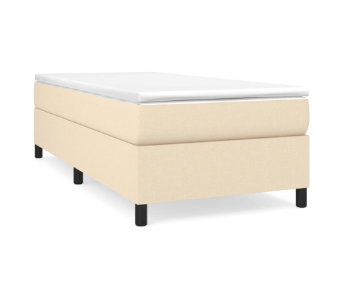 vidaXL atsperu gultas rāmis ar matraci, krēmkrāsas, 80x200 cm, audums