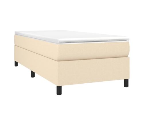 vidaXL atsperu gultas rāmis ar matraci, krēmkrāsas, 80x200 cm, audums